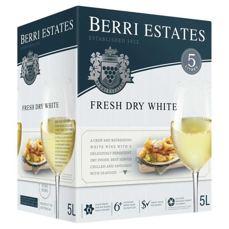 BERRI ESTATES FRESH DRY WHITE 5LITRE CASK